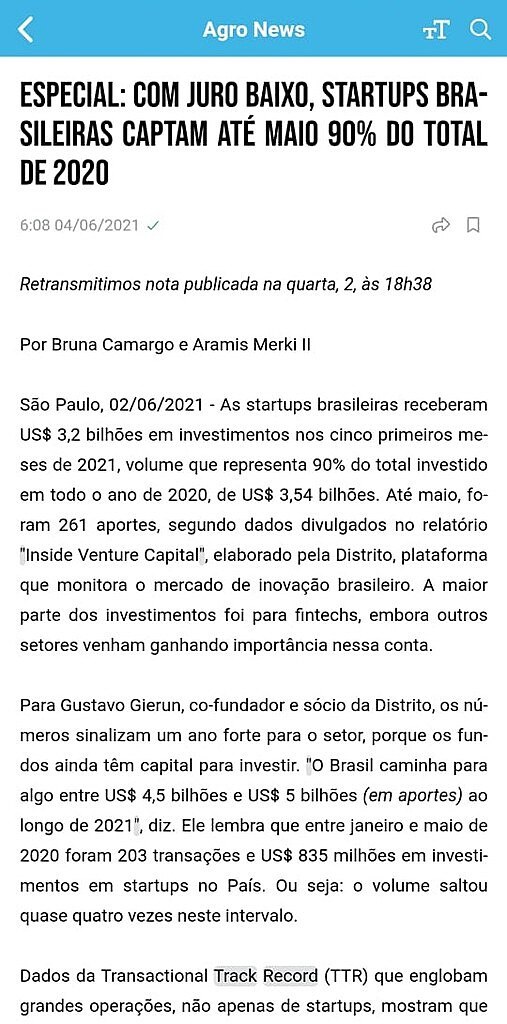 Especial: com juro baixo, startups brasileiras captam at maio 90% do total de 2020